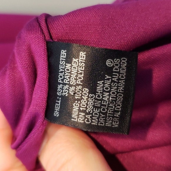 Tahari Purple A-Line Midi Dress with Crew Neck - Picture 7 of 7